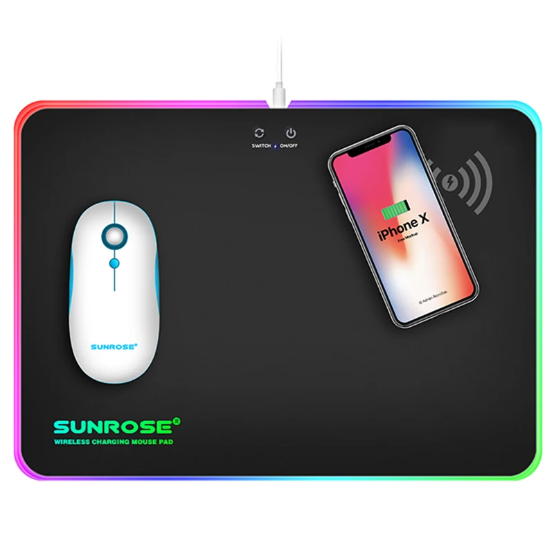 

SUNROSE Game mouse pad RGB light mouse pad phantom color hard belt wireless charging function mouse pad belt glow