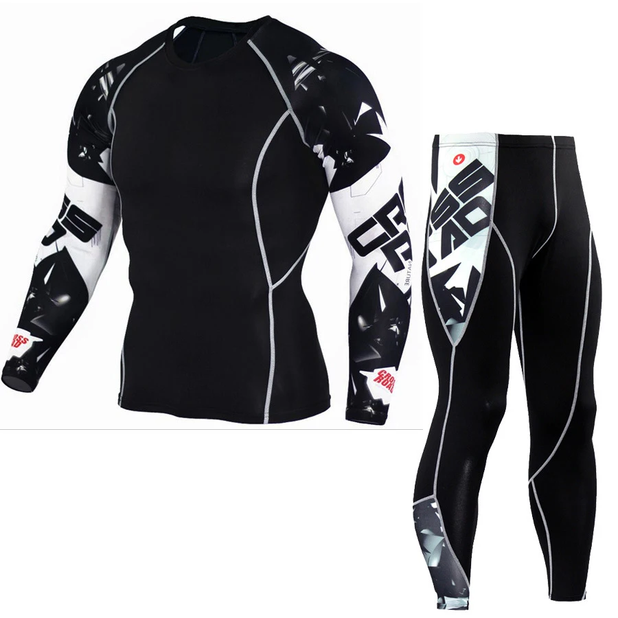 

2019 New Tracksuits Men's Sport Suit Compression Quick Dry Running sets Clothes Sports Joggers Training Gym Fitness Male Set
