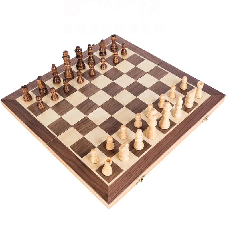 

Hot High Quality Wooden Plaid International Chess Piece With Magnetic Family Games For Children Chess Set World Chess Board Game