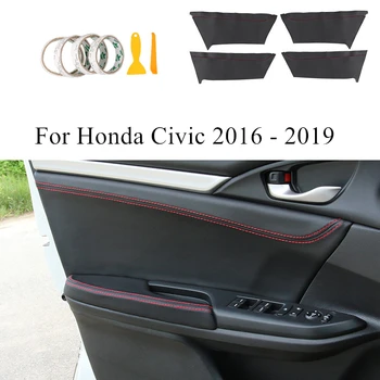 

4 Pcs Car Interior Door Panels Leather Case Superfine Fiber PU Decoration Accessories For Honda Civic 2019 2018 2017 2016
