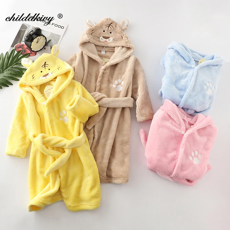 Детский банный халат для маленьких девочек с рисунком тигра мягкая детская