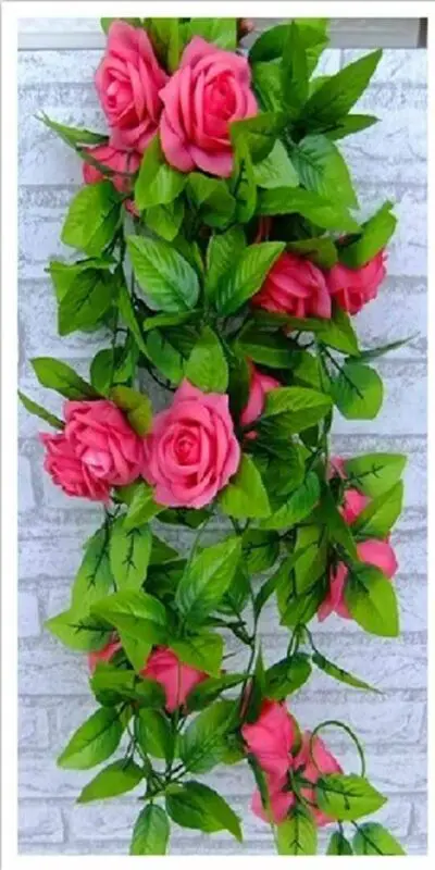 Искусственные Шелковые Розы, искусственные Creeper, Зеленый лист, плюща, лоза для дома, свадьбы, Decora,, сделай сам, Висячие гирлянды, искусственные цветы