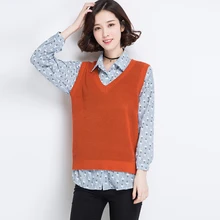 Горячая Распродажа весенний Однотонный свитер жилет женский свитер пуловер женский v-образный вырез без рукавов