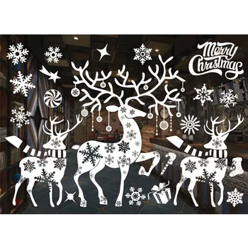 New Year Window Glass PVC Wall Sticker Christmas DIY Snow Town Wall Stickers Home Decal Christmas