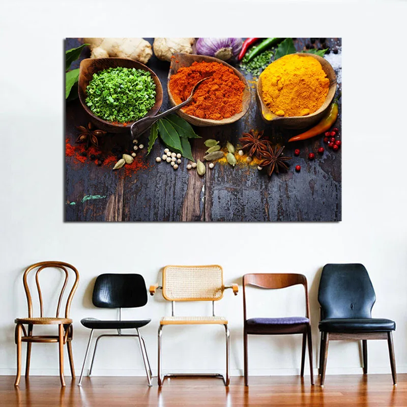 

Spices Grains Peppers Colorful Canvas Posters Prints Wall Art Painting Oil Decorative Picture Kitchen Dining Room Home Decor
