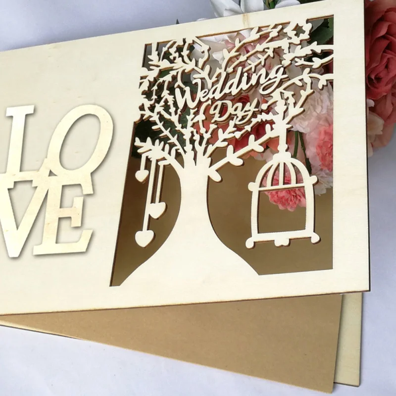 

Wooden Portable Message Book 20 Pages Inside Notebook Wedding Supplies