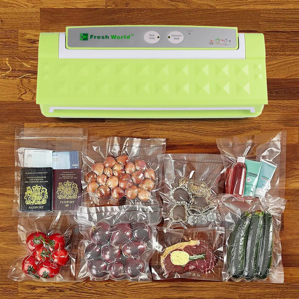 

Household Vacuum Sealer for Food Preservation Packer Bag Sealer Includes Bag Kit Strong Vacuum Pump 75Kpa ABS Green