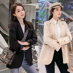 Корейский 2019 женский негабаритный блейзер тонкий белый пиджак и куртки Femme Повседневная Chaqueta Mujer Bleiser Feminino