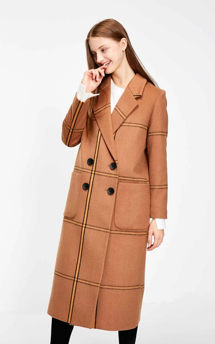 Vero Moda женское Новое 61% шерстяное цветное клетчатое шерстяное пальто на пуговицах | 318327513