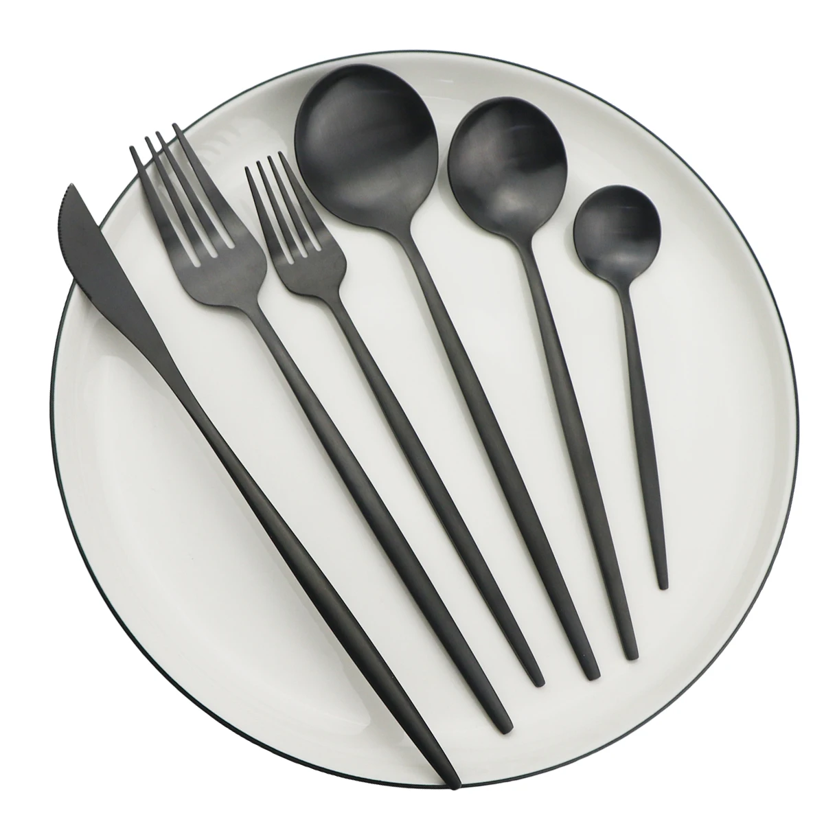 36Pcs Black Matte Flatware Cutlery Set 304 Stainless Steel Dinnerware Set  Dessert Fork Spoon Silverware Set Kitchen Tableware