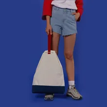 Изготовитель настраиваемый корейский стиль Холщовая Сумка через плечо Женская Ручная сумка ошибка контрастного цвета хлопок Canva