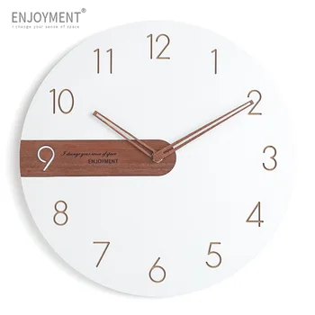 

Modern Wall Clock Living Room Solid Wood Nordic White Bedroom Silent Kitchen Big Clocks Wall Watch Home Duvar Saati Gift FZ782