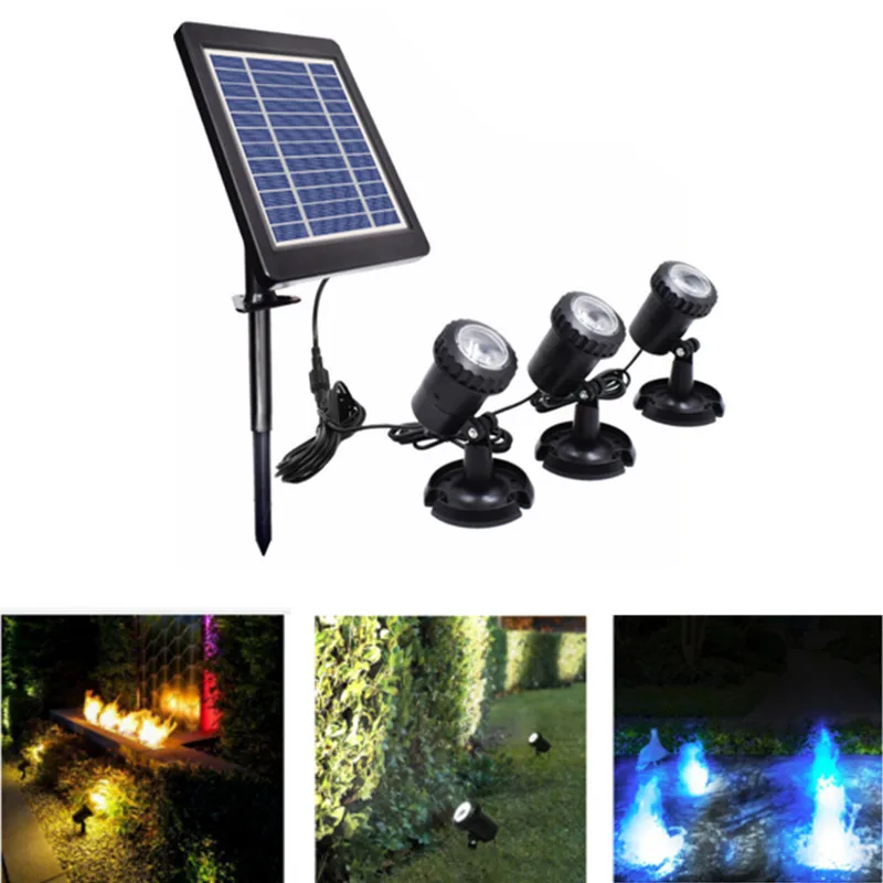 

Waterproof Solar Light 1 in 3 Underwater Fountain Pond Lights LED Spotlights For Outdoor Amphibious Lawn Pool Garden IP68