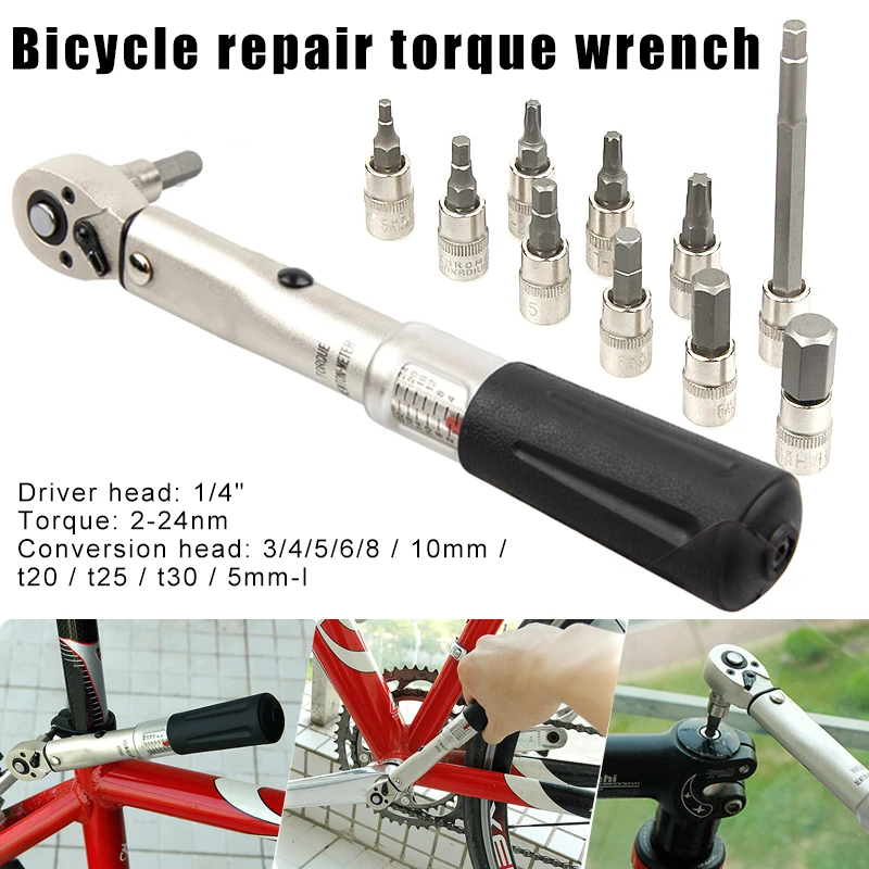 

High Quality Bicycle Torque Wrench 1/4 Inch 2-24nm Screws Grip Tool for Cycling Repair Bike NCM99