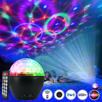 

Disco Crystal Magic Ball Light Bluetooth Speaker Strobe Party Lights 16 Colors LED Sound Activated Projector With Remote Control