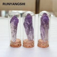 Runyangshi 1 шт. Природный пурпурный кристалл камень аметист хребет скипетр Хрустальная стеклянная бутылка для ландшафтного дизайна
