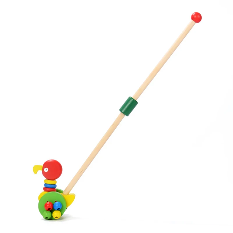 amazing  Kids Wooden Toys Baby Walker Baby First Steps Car Toddler Trolley Single Rod Stroller Cartoon Anima