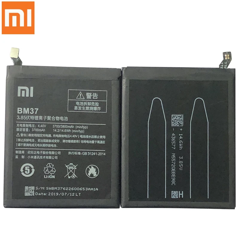 Xiaomi mi 5S Plus аккумулятор BM37 3800 мач для Xiaomi mi 5S Plus mi 5S Plus высококачественный сменный аккумулятор для телефона BM37