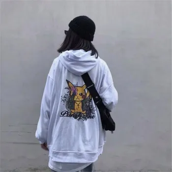 

Amine Pikachu Hoodies Women Japan Punk Sweatshirt Korean Harajuku Long Sleeve Sweatshirt Cool Cartoon Hoodie Streetwear Females