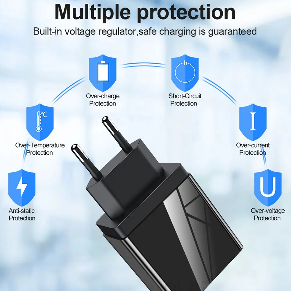 3 порта USB телефон настенное зарядное устройство светодиодный дисплей 3A Быстрая зарядка для iPhone Android DJA99