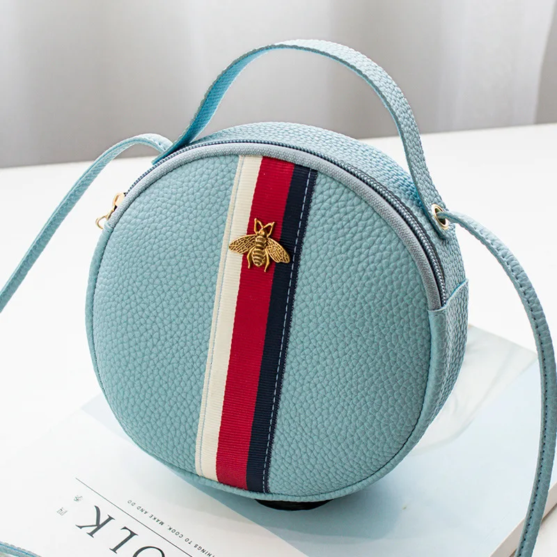 

Small Bag Women's 2019 Spring And Summer on New Style Small Bee WOMEN'S Bag Casual Small round Bag Crossbody Bag Embossed Leathe