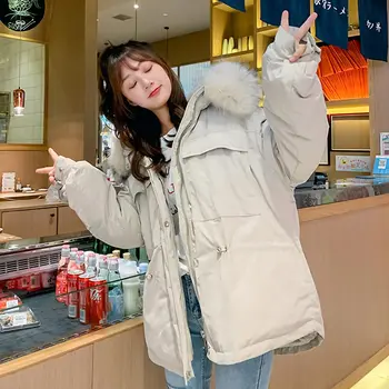 

Brieuces 2019 new large-collar mid-long waist-slim parka down jacket and thicker cotton jacket for women parka in winter big