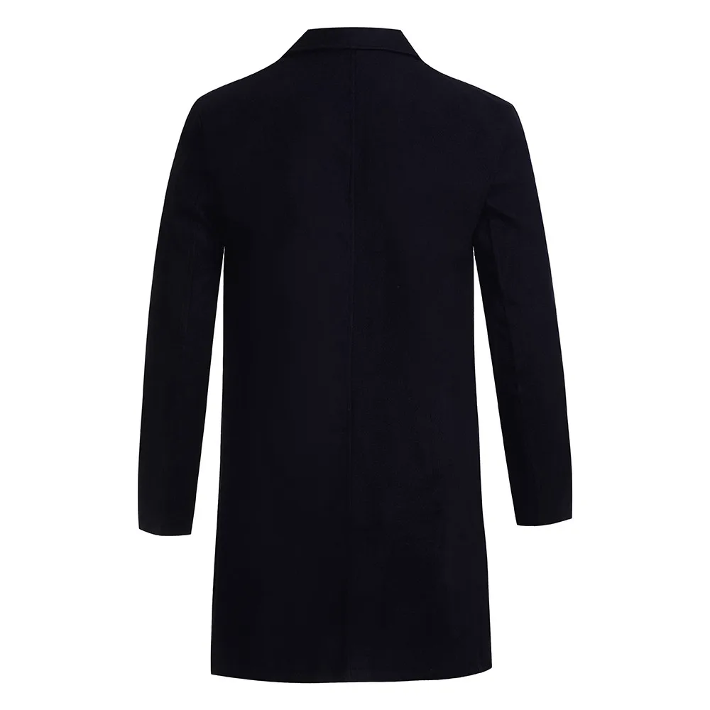 Men's Trench Autumn Winter Long Sleeve Long Jacket Casual Slim Fit Coat Single Breasted Business Overcoat manteau homme#Z