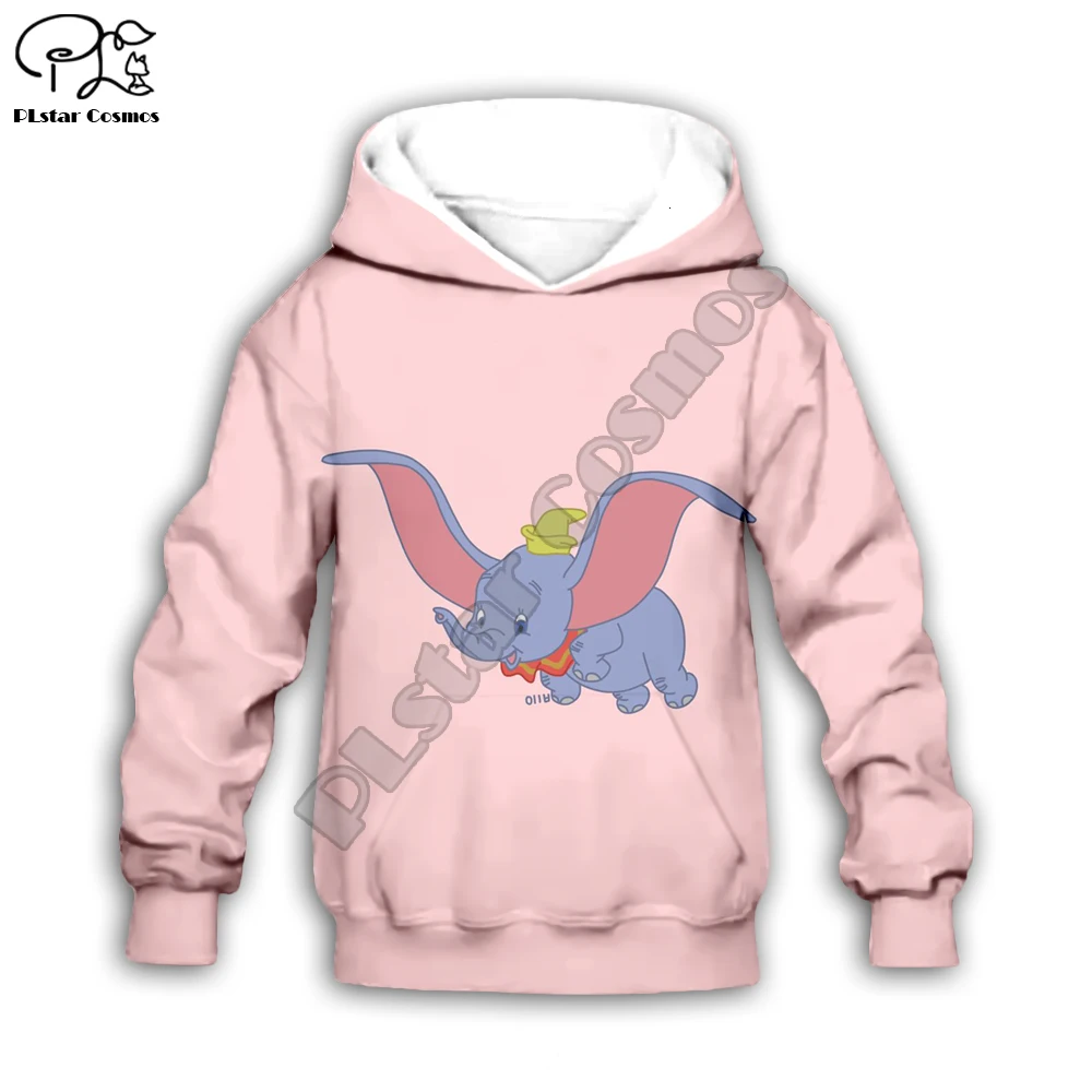 Family clothing Kids baby 3D Hoodies anime Dumbo Print zipper coat Boy Girl pink Sweatshirt children kawaii