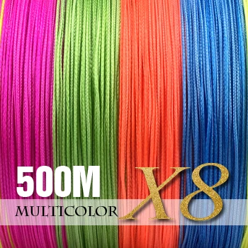 Multicolor-8 Strands SIECHI PE плетеная леска, многофиламентная, 500 м, 8 нитей, корд, леска для ловли карпа, для морской воды, 20, 30, 40, 50, 60, 80 фунтов - Цвет: Multicolor-8 Strands