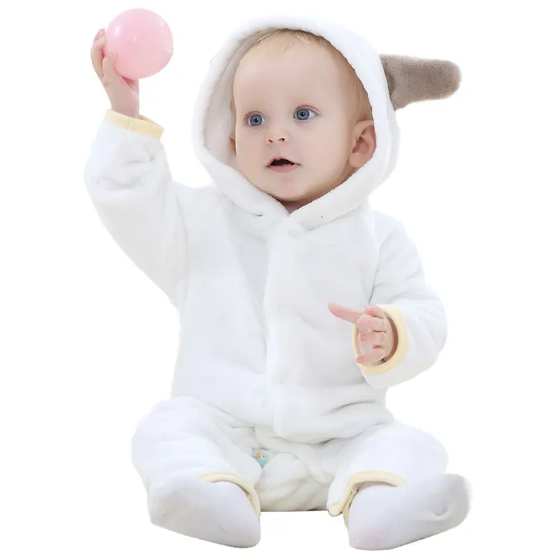 Милая Одежда для маленьких девочек и мальчиков; детские комбинезоны с рисунками животных; костюм для новорожденных; фланелевый зимний комбинезон; одежда для сна; Возраст 0-24 месяца