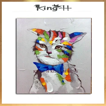 

Envío Gratis fotografía pintada a mano para pintar pintura al óleo de gato abstracto en lienzo para decoración de la cocina cuad