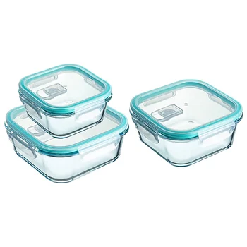 

3Pcs Convenient Glass Bowl Practical Safe Glass Box for Home (Sky-blue)