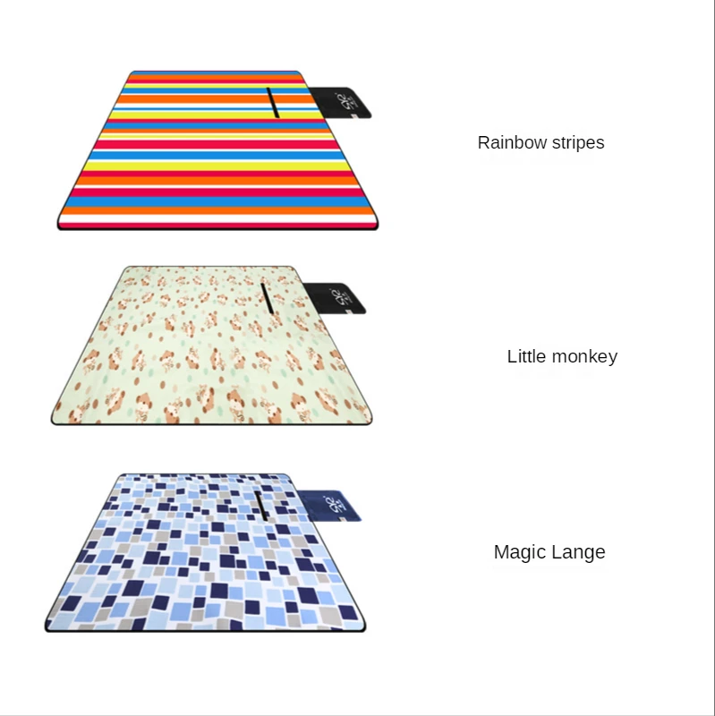 

2*2m Outdoor Waterproof and Moisture-proof Beach Picnic Mat Foldable Cushion Suede Aluminum Foil Picnic Blanket Camping Mat