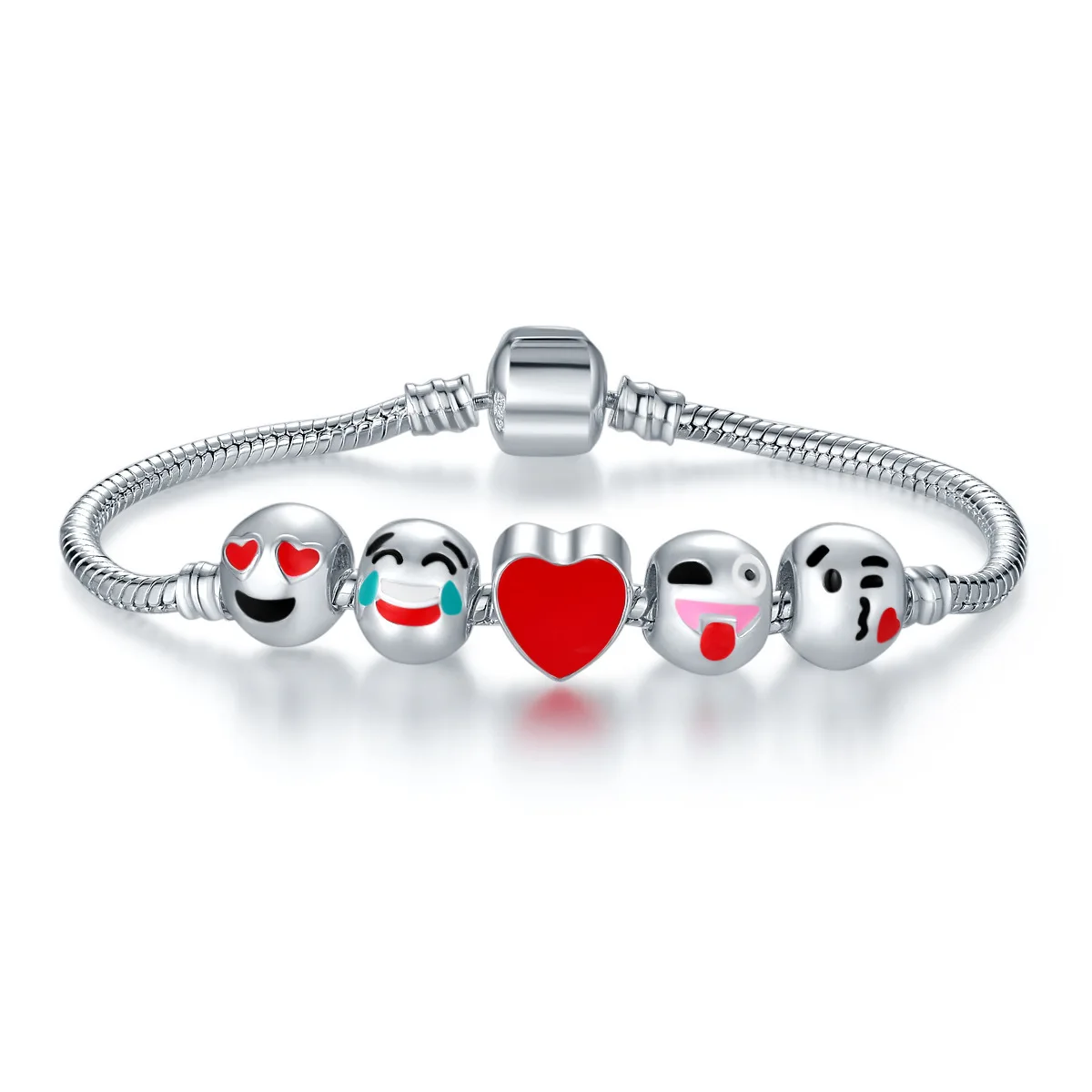 

Trendy SILVER Charm pandora Bracelets & Bangles emoji Bracelets With Stones For Women Femme Handmade Friendship Jewelry