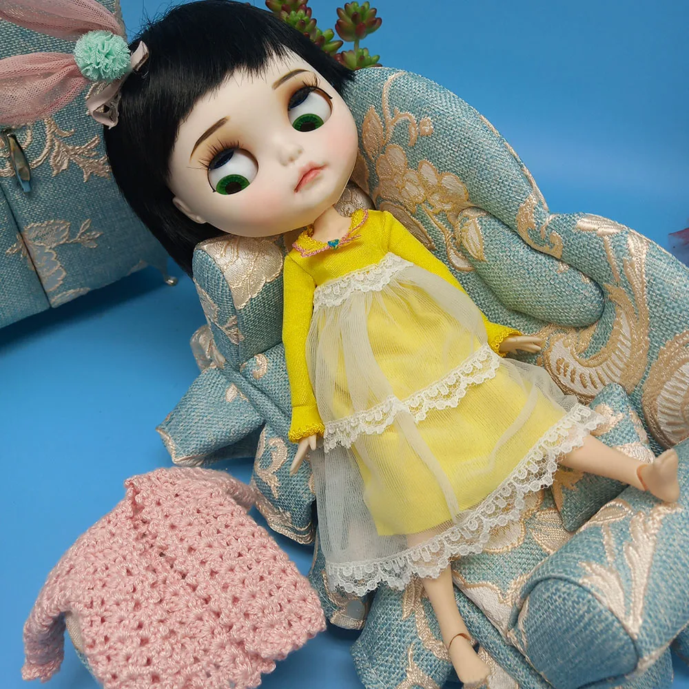 Модный вязаный шерстяной свитер для BJD, одежда 1/6 г. Кукольная одежда для девочек, BJD кукольные аксессуары, милый розовый цвет, модные подарки на день рождения
