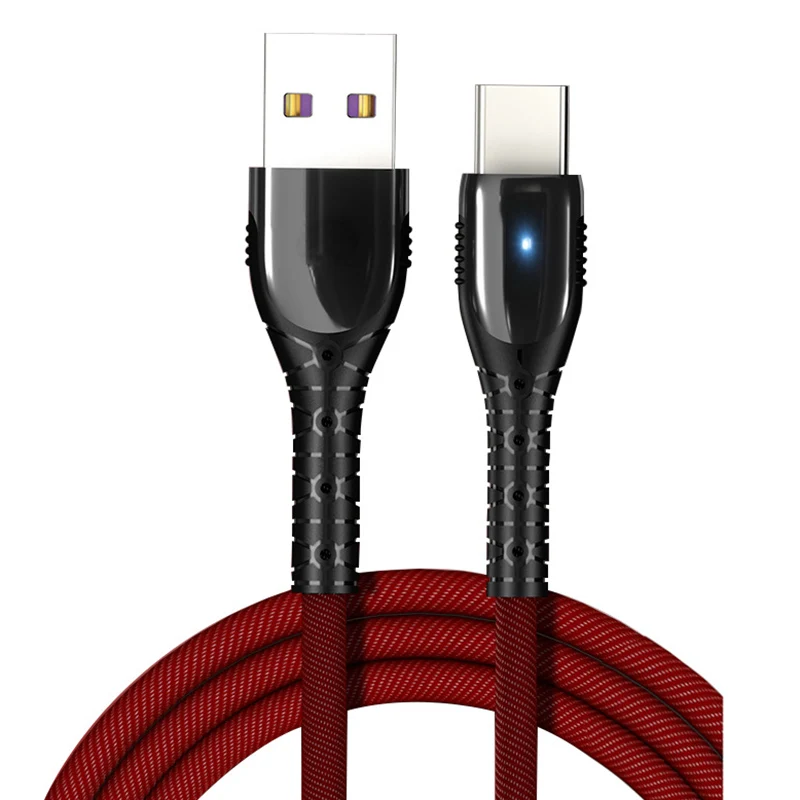 Red For Type C 5А usb type C кабель для быстрой зарядки данных type-C USB зарядное устройство для huawei P30 P20 mate 20 Pro Телефон Supercharge Quick Charge 3,0 USBC - Цвет: Red For Type C