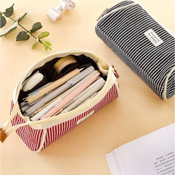 

Students Pen Case Canvas Pencil Case Multifunctional Zipper School Portable Simple