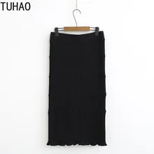 TUHAO, Офисная женская элегантная юбка-свитер, юбка-карандаш, трикотажная юбка миди, юбки с высокой талией, женские зимние длинные вязаные юбки