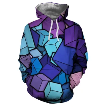 

Hot Fashion Men 3D Long Sleeve Sweatshirts Geometric Hidden Print Hooded Hoodies Unisex Tops Wholesale and Retail Sudadera#G