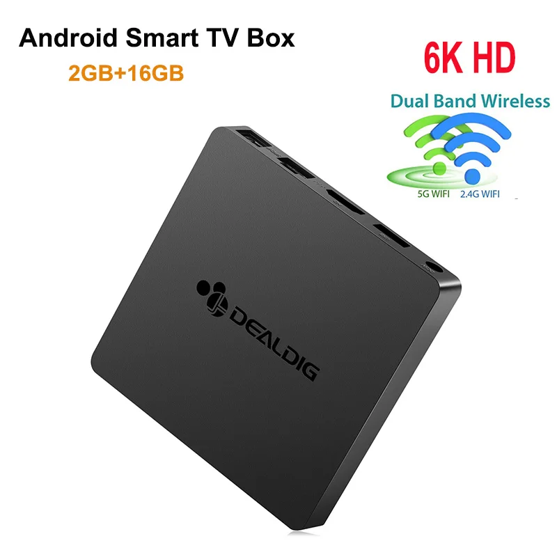 DEALDIG BOXD7 Android 7,1 tv Box 6K HD Allwinner H6 четырехъядерный Mali-T720 MP2 телеприставка 2GB 16GB 2,4G/5,8G WiFi Голосовое управление