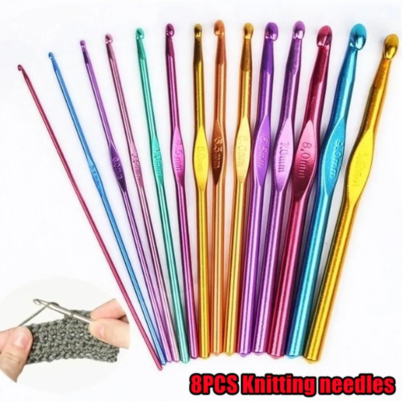 2-10mm Aluminum Crochet Knitting Needles Sewing Needles for Hand Crafts Bag  Sweater Metal Hook Weave Crochet Needles Accessories