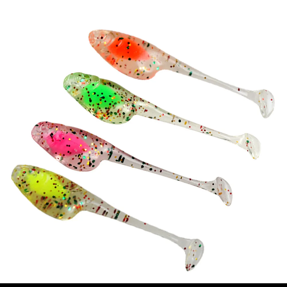 TEUKIM TPE Fishing Soft Artificial Worm Lures 0.9g 45mm Soft Plast Flexible Bait Swimbait Maggots Jigging Wobblers Trout Jigging