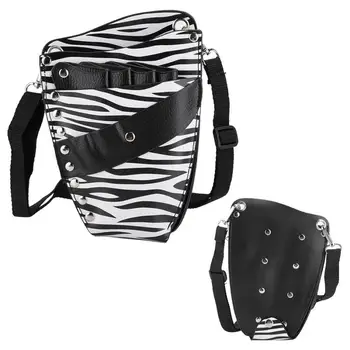 

PU Leather Scissors Waist Bag Hair Clip Comb Hairdressing Tool Storage Bag (Black+White Stripe) Barbershop Barber Accessories