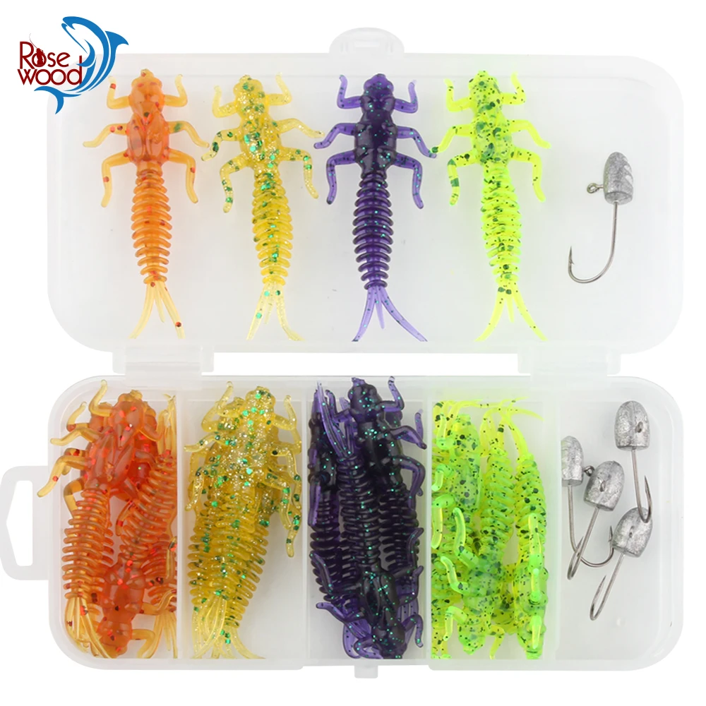 Rosewood Fishing Lures Kit Jig Heads Hooks Soft Plastic Lures