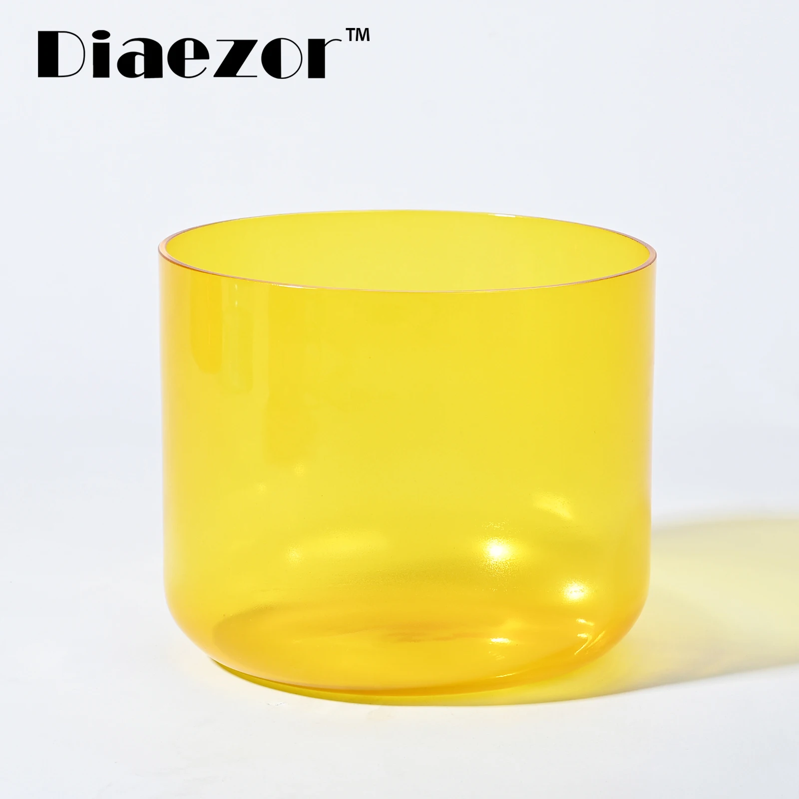 

6 Inch E Yellow Colored Clear Solar Plexus Chakra Crystal Singing Bowl for Meditation /Sound healing