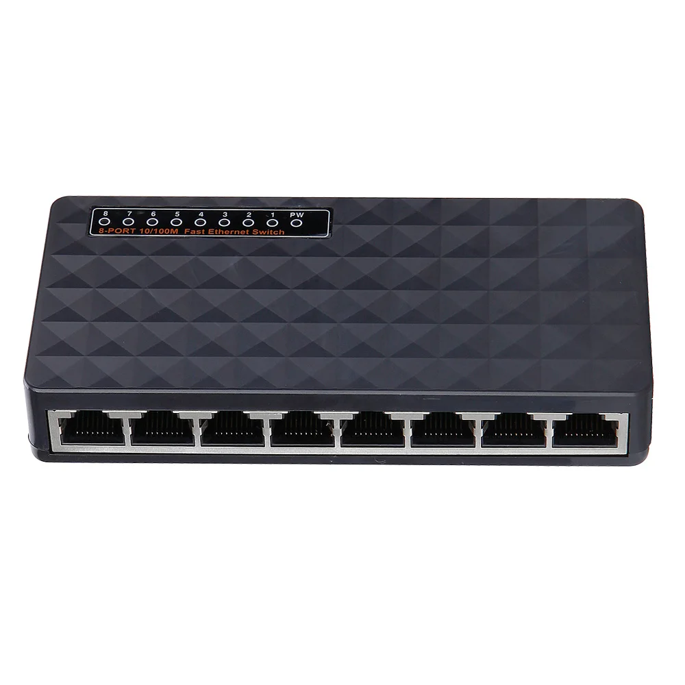 Горячая сетевой коммутатор 8 Порты 10/100 Мбит/с Fast Ethernet RJ45 концентратор Auto MDI