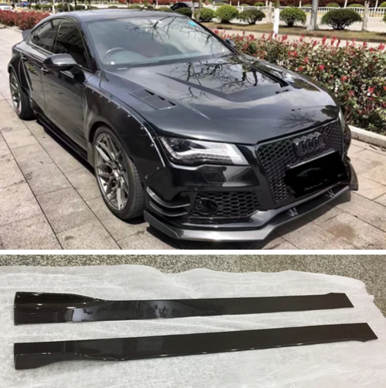 Высококачественные боковые юбки из углеродного волокна для Audi A7 S7 RS7 2011 2021|Обвесы|