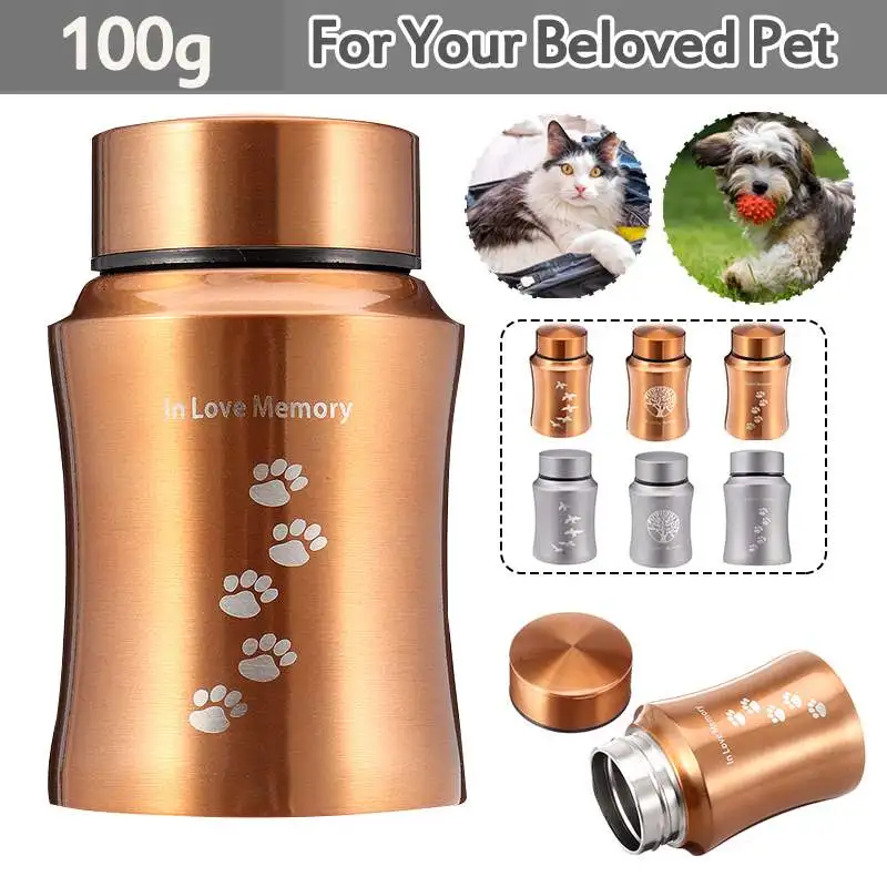 Urnas de oro/árbol de plata de acero inoxidable para mascotas, perro, gato, pájaros, ratón, cremación, cenizas, urna de recuerdo, ataúd, columpio, mascotas, recuerdos