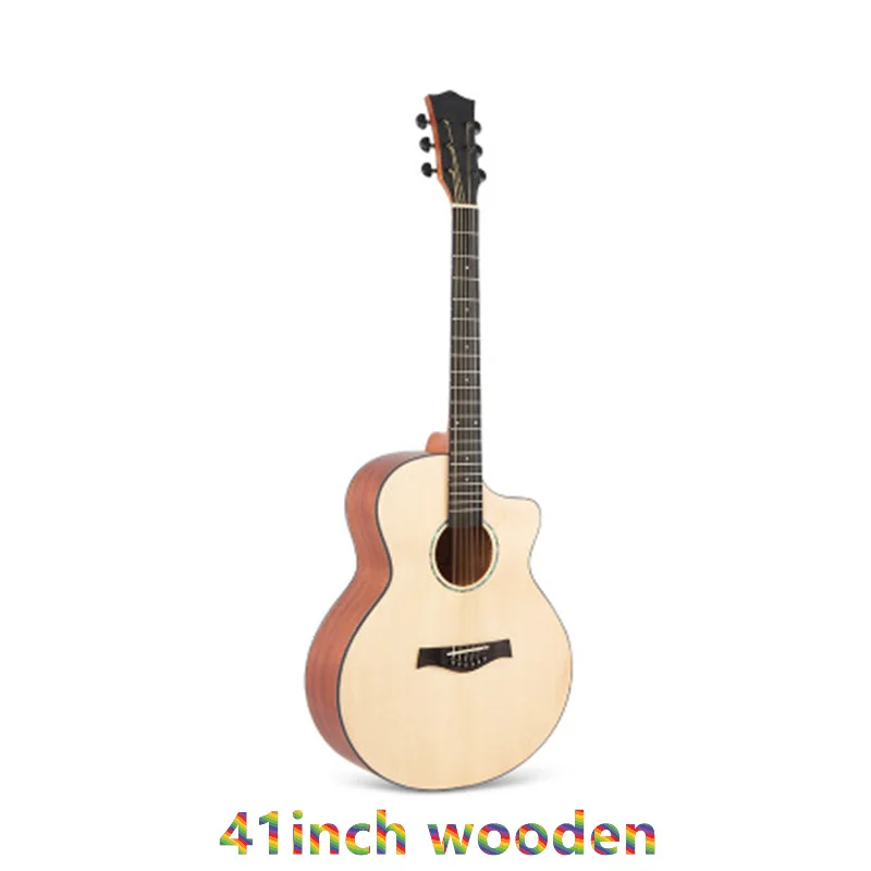 41 дюймов в разрезе гитары 6 Строки в народном стиле GuitarMatte отделка Массив ели Сапеле Акустическая гитара для начинающих AGT138 - Цвет: WOODEN