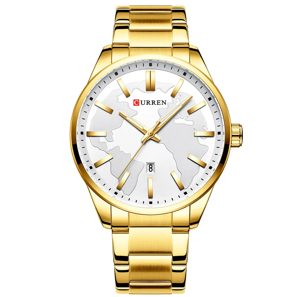 Gold White CURREN 8366 Мужские кварцевые часы Лидирующий бренд аналоговые армейские часы мужские спортивные часы водонепроницаемые Relogio Masculino - Цвет: Gold White
